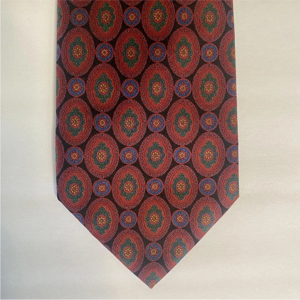 Vintage COACH Art Deco Red Silk Classic Tie, 3.5 x 60 Authentic Made in Italy - Picture 5 of 6